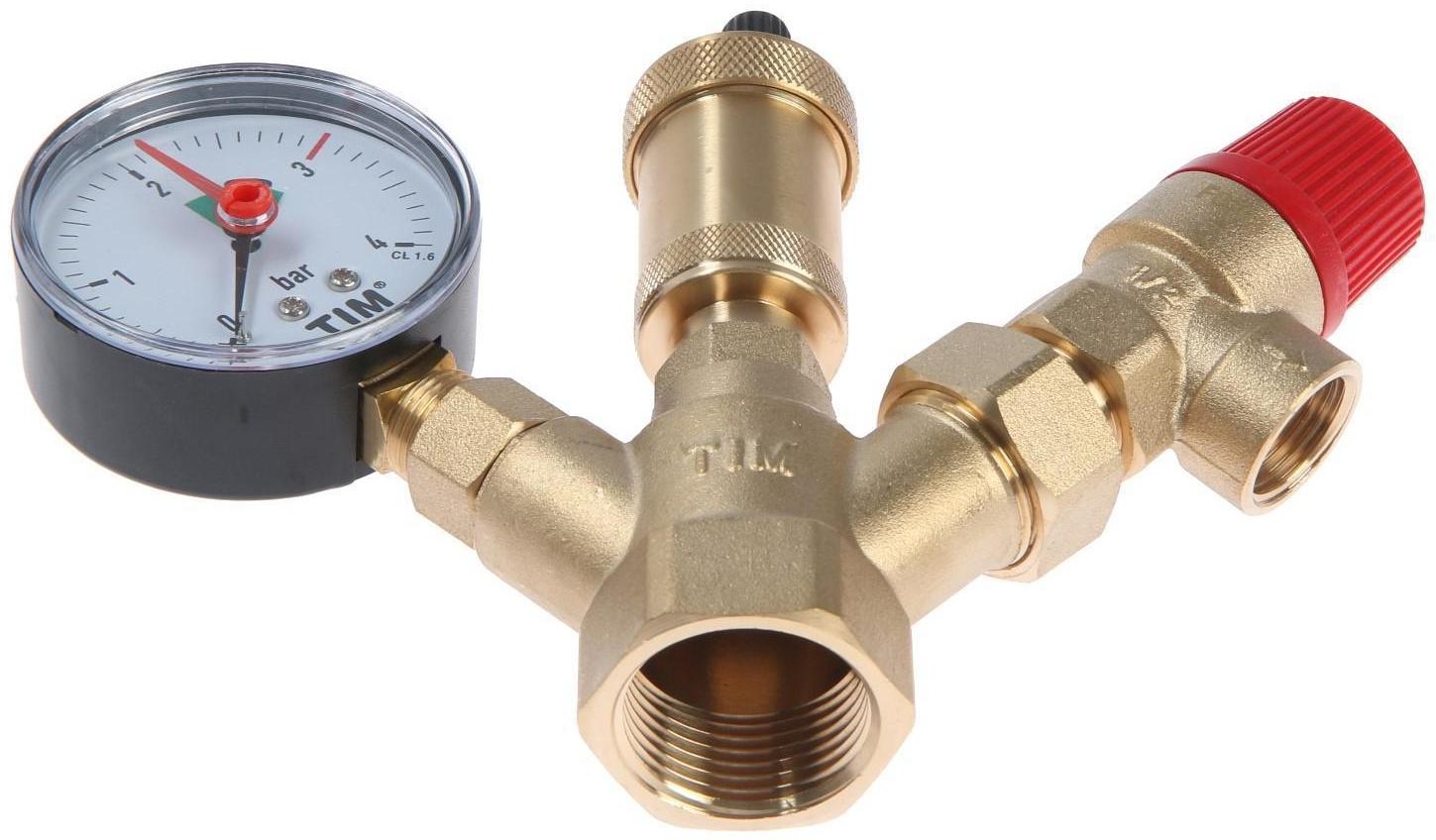 Группа безопасности TIM МИНИ JH1024-3, для котлов отопления, 1