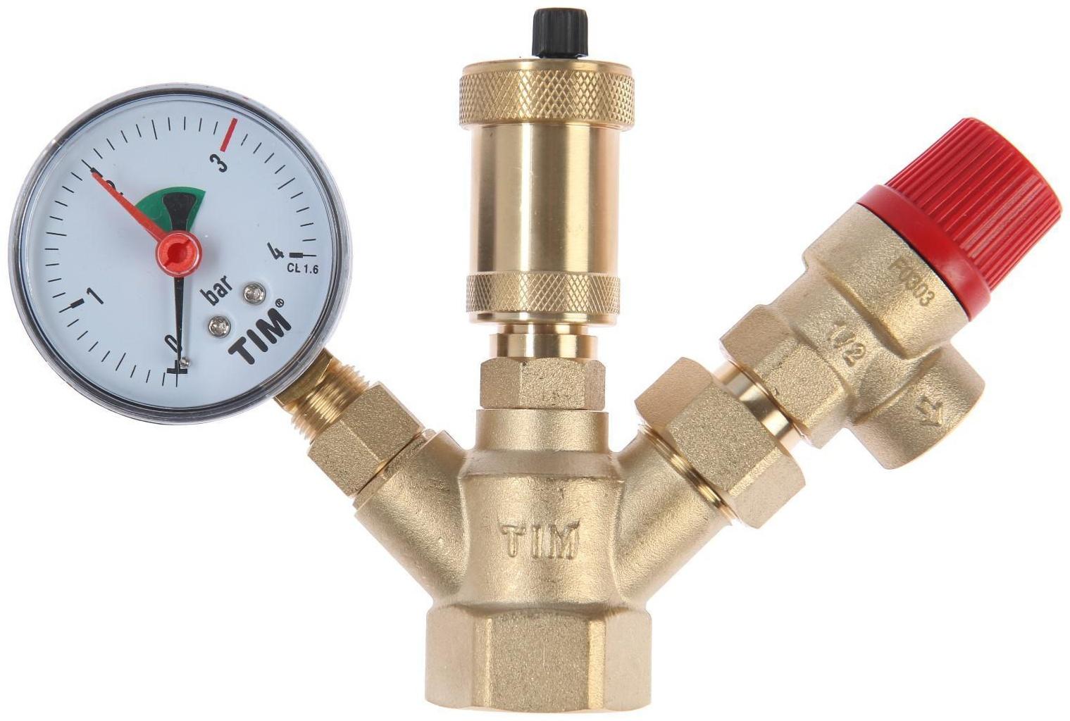 Группа безопасности TIM МИНИ JH1024-3, для котлов отопления, 1