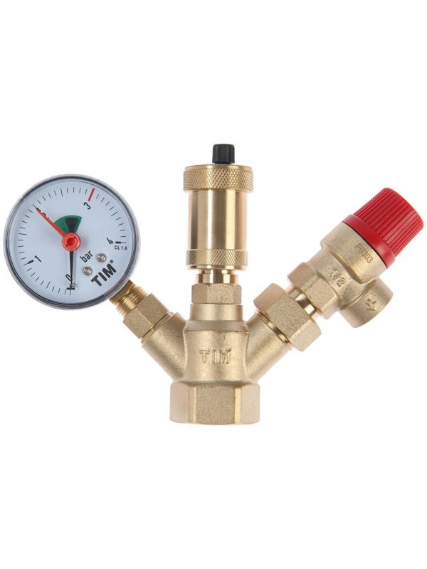 Группа безопасности TIM МИНИ JH1024-3, для котлов отопления, 1