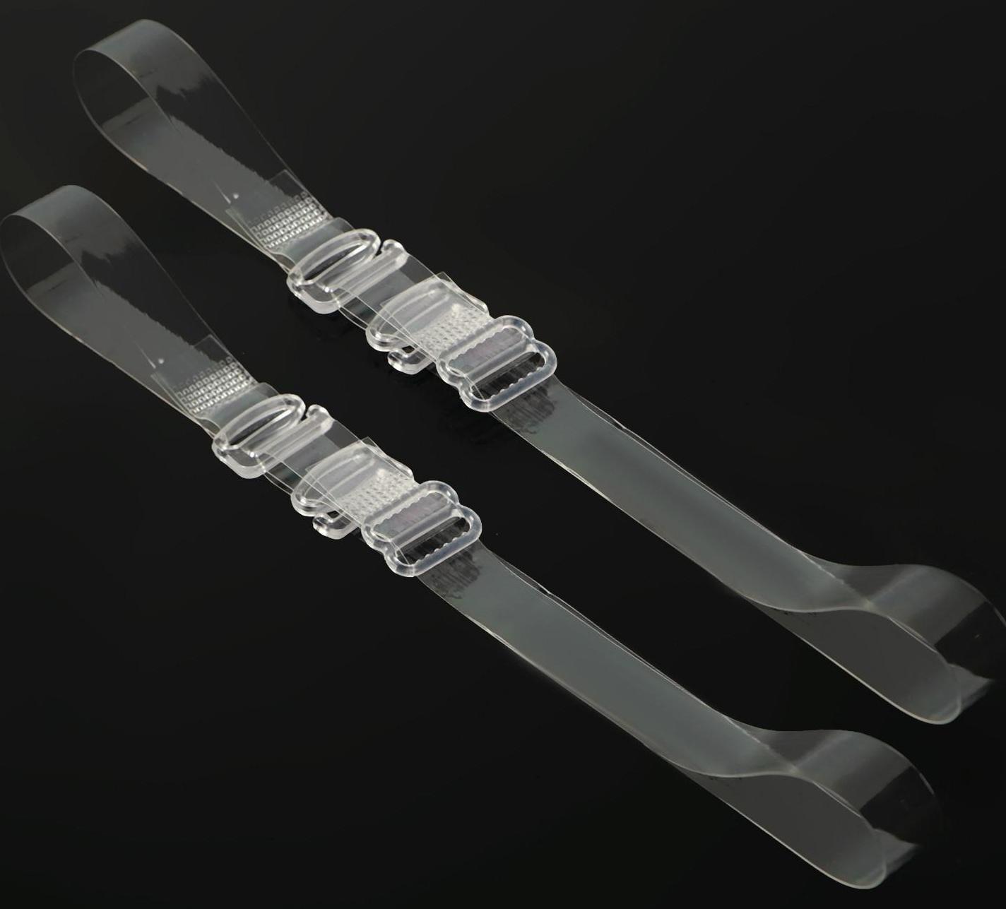 Бретели силиконовые, фурнитура пластик, 1 см, 37 см, пара, цвет прозрачный