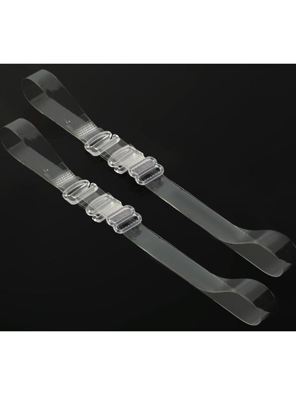 Бретели силиконовые, фурнитура пластик, 1 см, 37 см, пара, цвет прозрачный