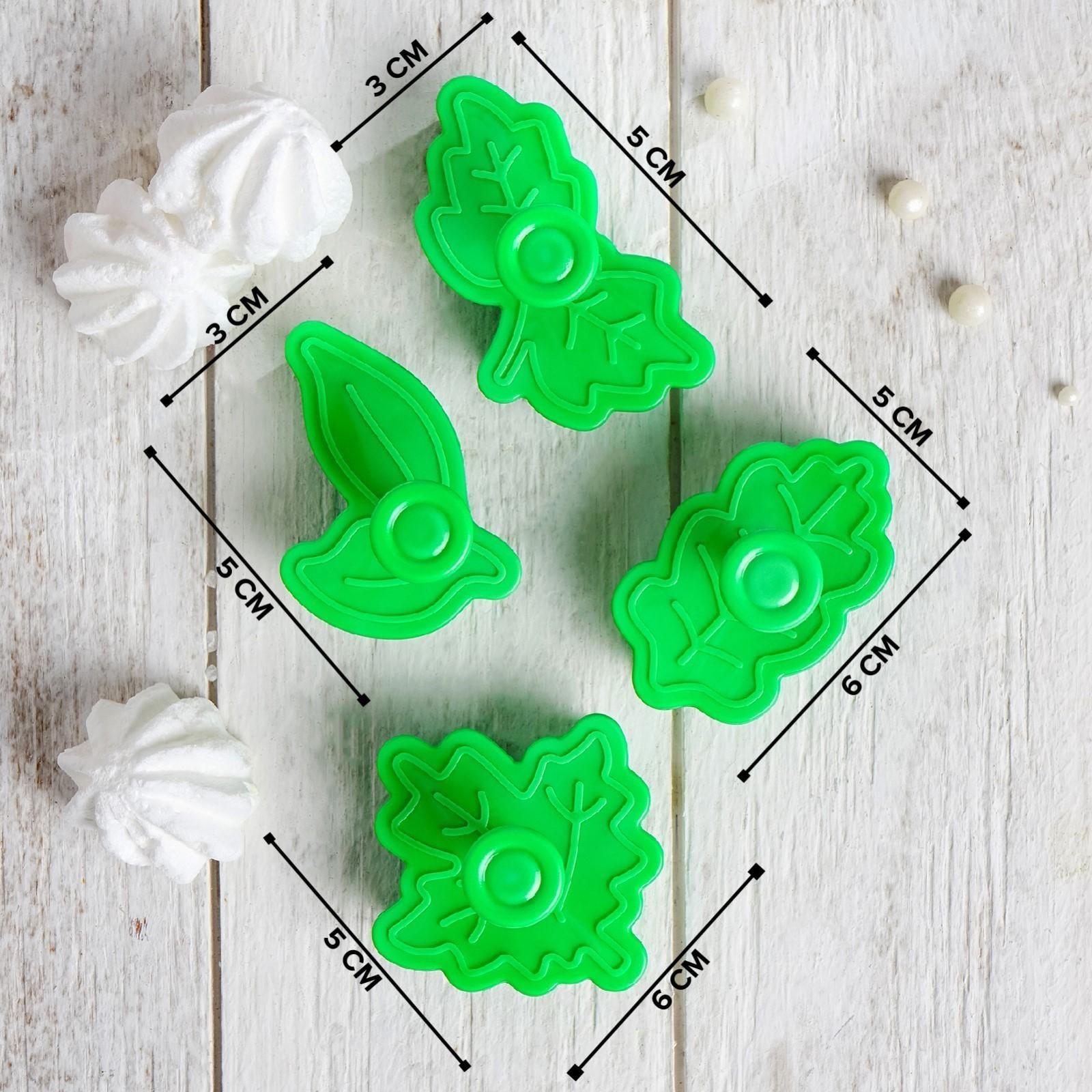 Набор плунжеров кондитерских «Листва», 4 шт, цвет зелёный