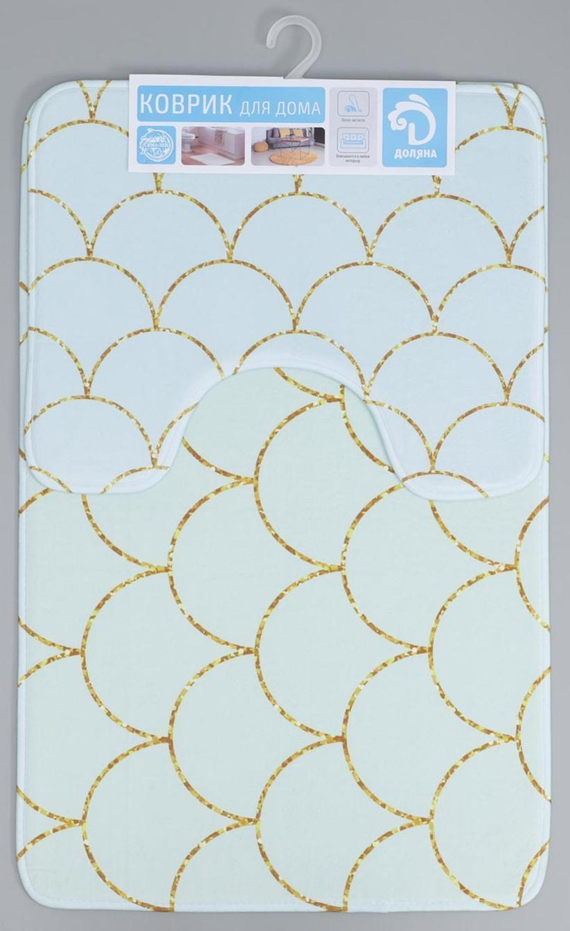 Набор ковриков для ванной и туалета Доляна «Чешуя», 2 шт: 50×80, 40×50 см