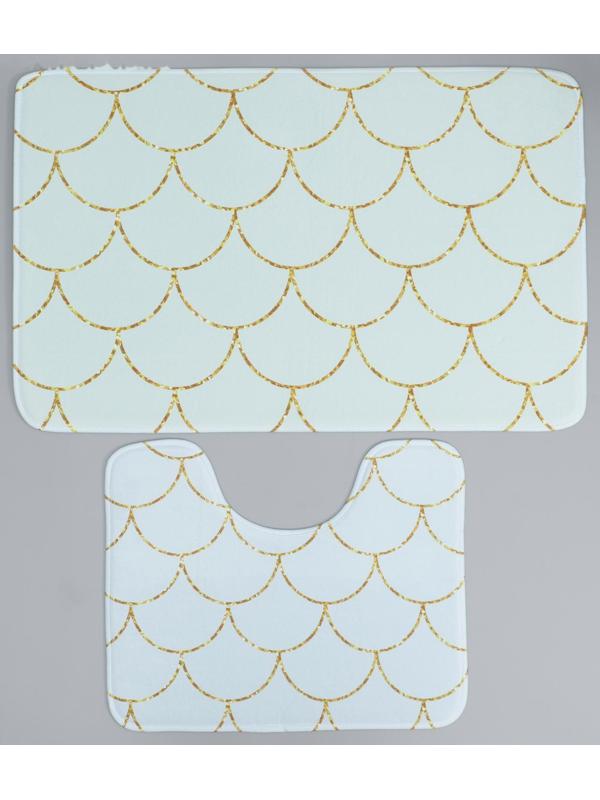 Набор ковриков для ванной и туалета Доляна «Чешуя», 2 шт: 50×80, 40×50 см