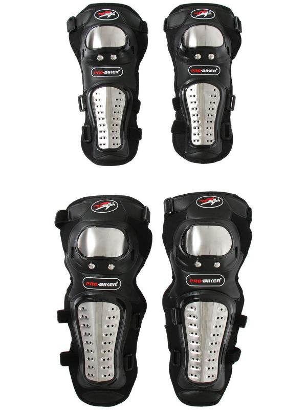 Наколенники и налокотники мотоциклетные, взрослые, цвет черный, набор 4 шт