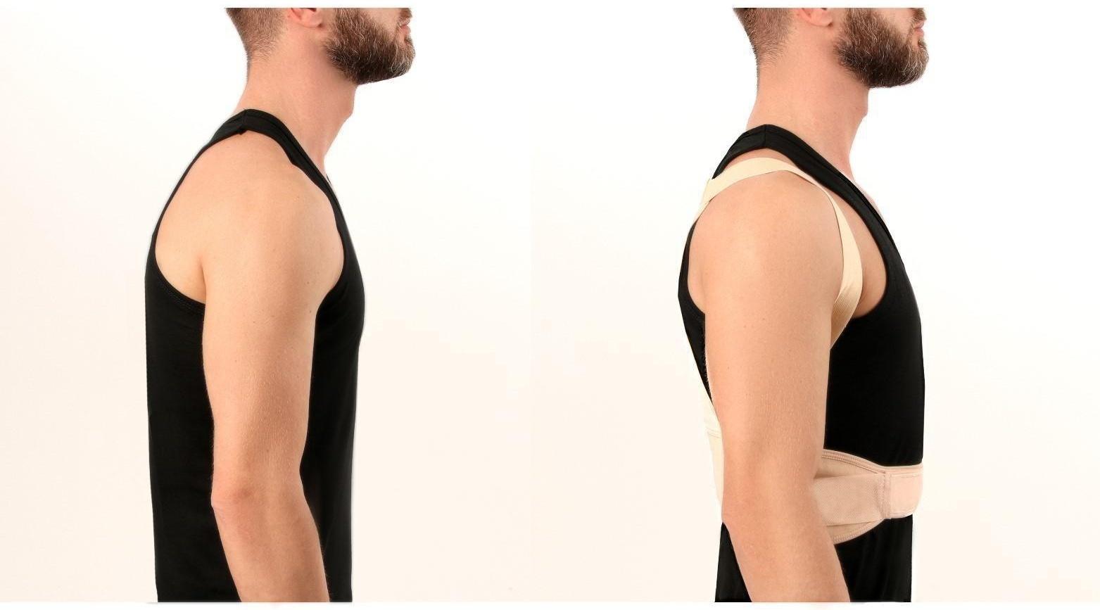 Массажёр-фиксатор для осанки и поясницы, на фастексах, размер S/M, цвет бежевый