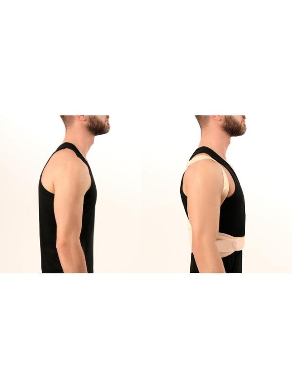 Массажёр-фиксатор для осанки и поясницы, на фастексах, размер S/M, цвет бежевый