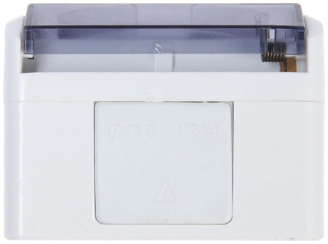 Розетка одноместная, 16 А, накладная, с з/к, IP 44, уличная, белая