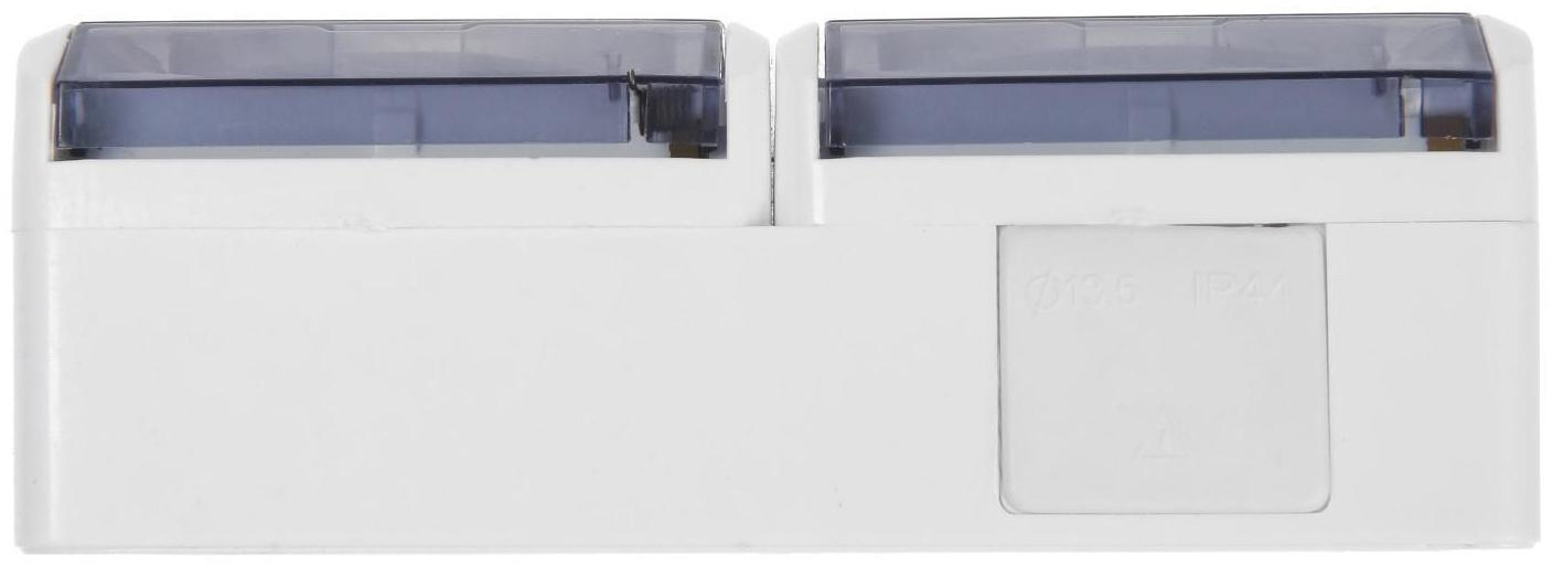 Розетка двухместная, 16 А, накладная, с з/к, IP44, уличная, белая