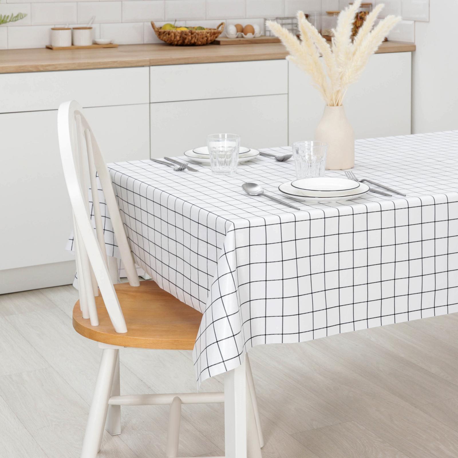 Клеёнка столовая на тканевой основе «Клетка», ширина 137 см, рулон 20 м, цвет белый