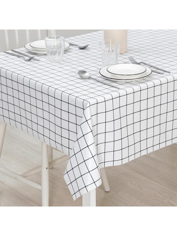 Клеёнка столовая на тканевой основе «Клетка», ширина 137 см, рулон 20 м, цвет белый