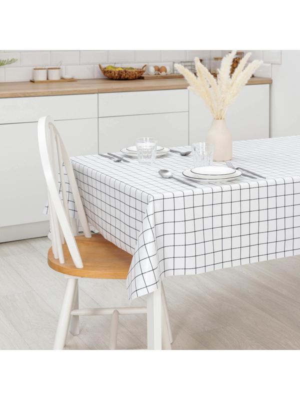 Клеёнка столовая на тканевой основе «Клетка», ширина 137 см, рулон 20 м, цвет белый