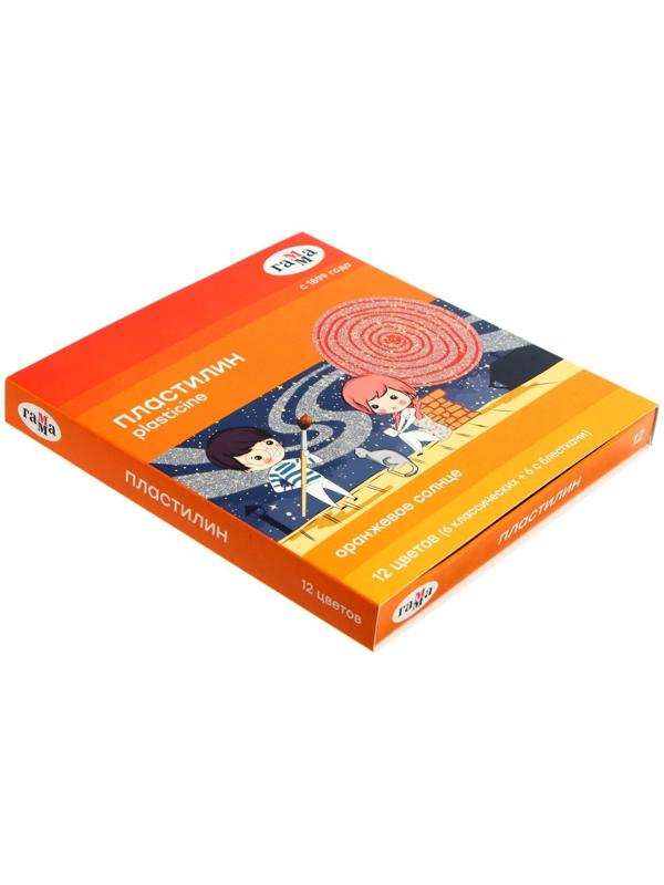 Пластилин 12 цветов 168 г (6 классических, 6 с блёстками) 