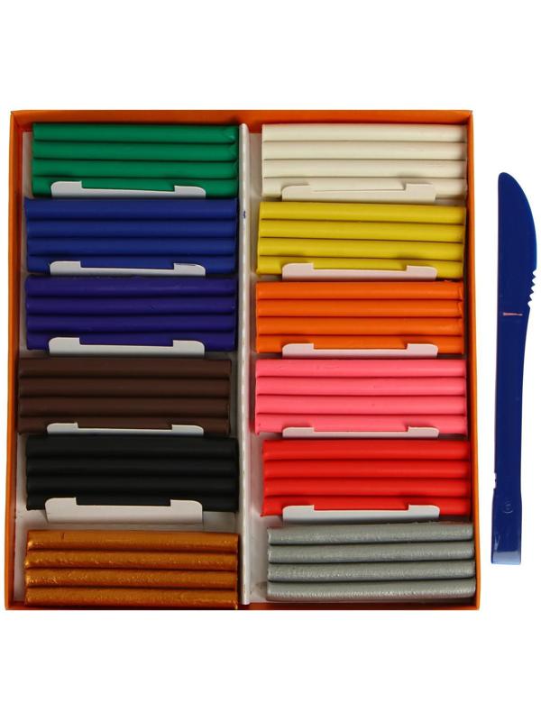 Пластилин 12 цветов 172 г (10 классических, золото + серебро) 