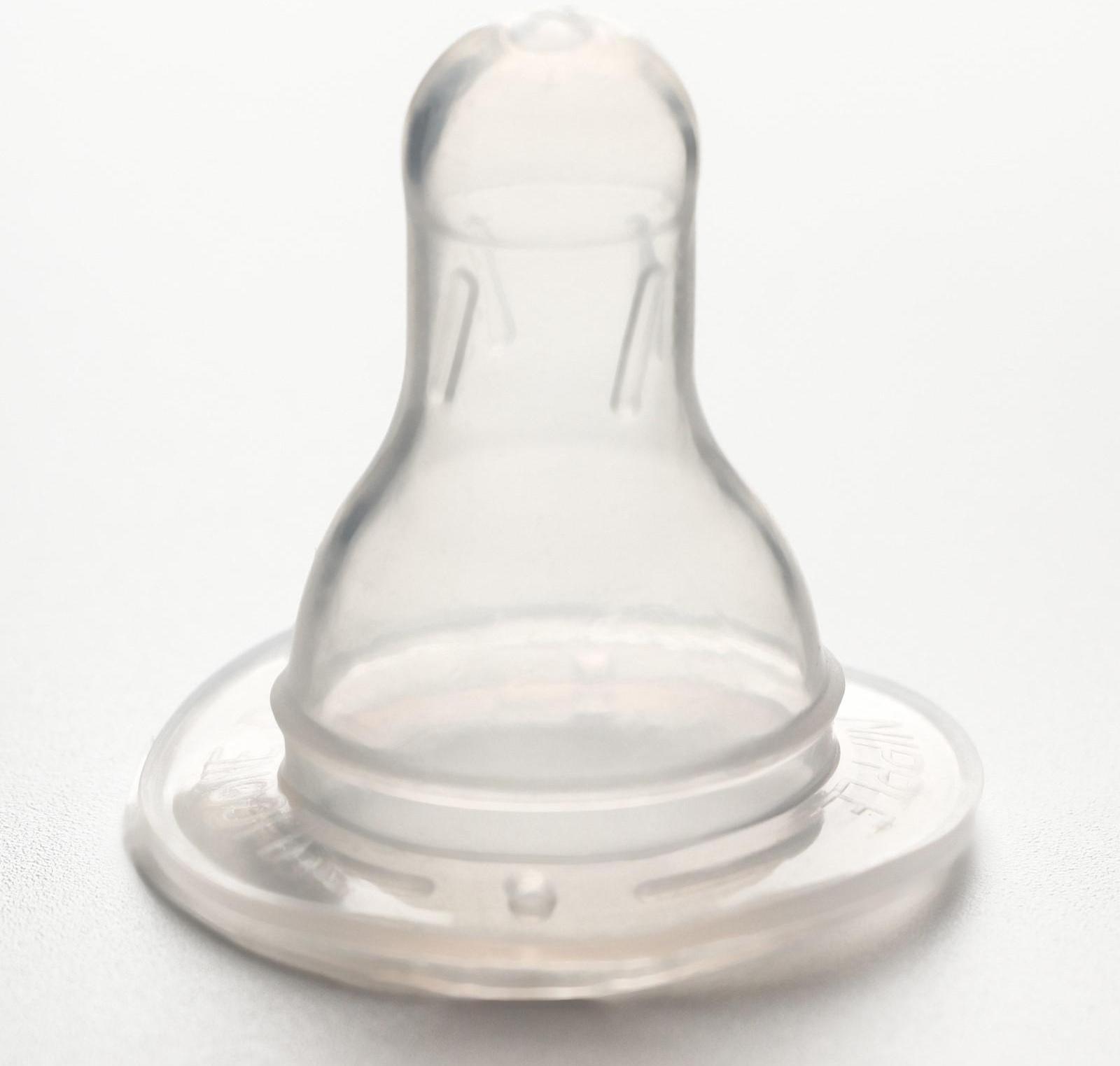 Соска силиконовая на бутылочку, +0 мес., медленный поток