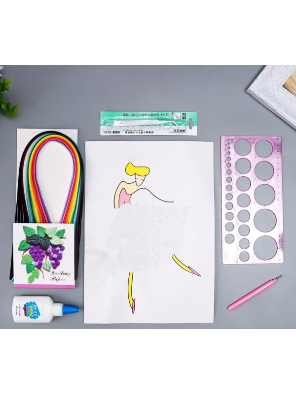 Набор для квиллинга (клей ПВА, инструмент, линейка, 120 полосок 54х0,5 см) МИКС 30х21 см