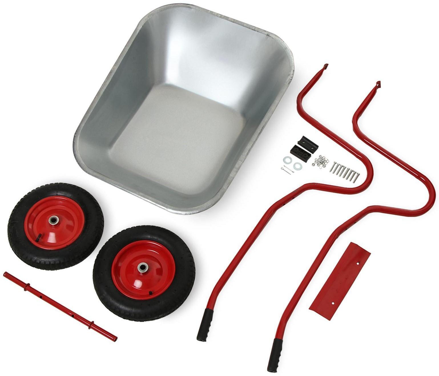 Тачка садовая, двухколёсная: груз/п 120 кг, объём 85 л, красные ручки