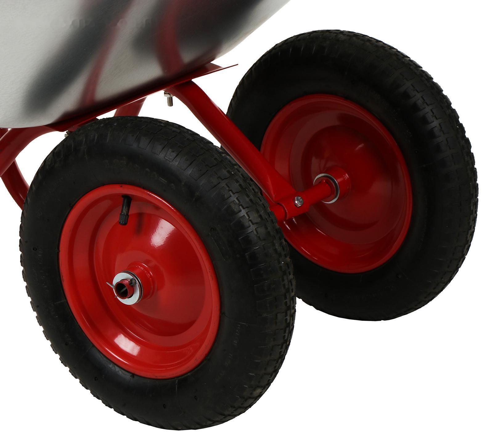 Тачка садовая, двухколёсная: груз/п 120 кг, объём 85 л, красные ручки