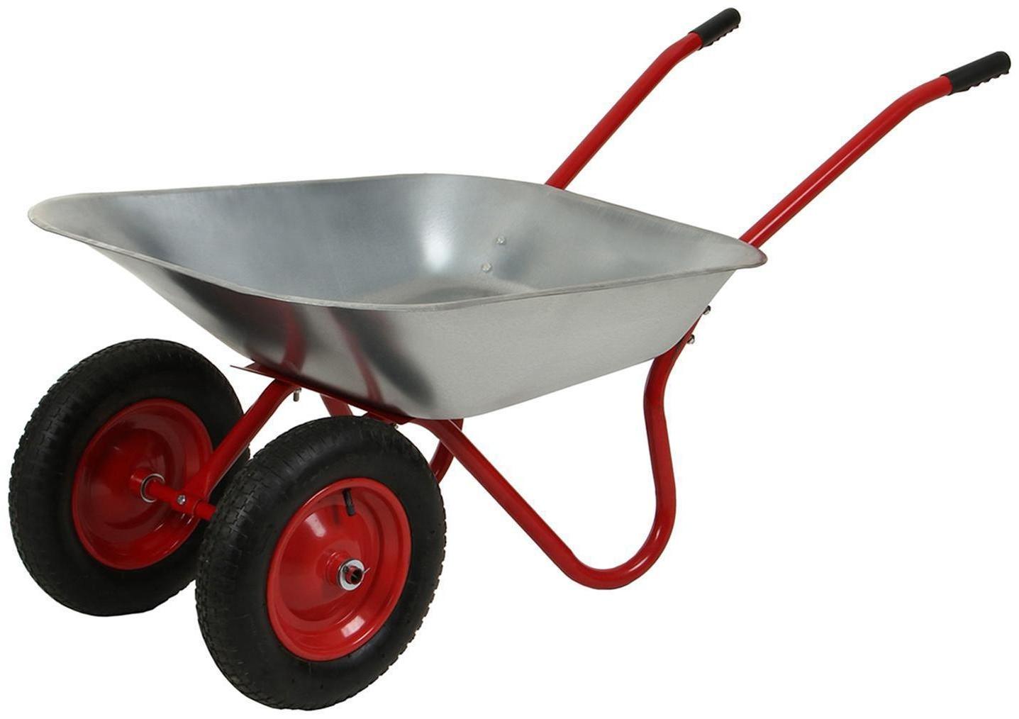 Тачка садовая, двухколёсная: груз/п 120 кг, объём 85 л, красные ручки