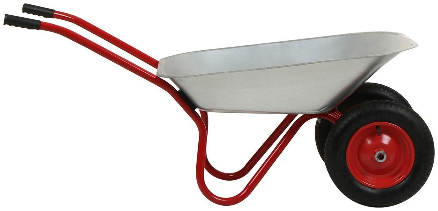 Тачка садовая, двухколёсная: груз/п 120 кг, объём 85 л, красные ручки