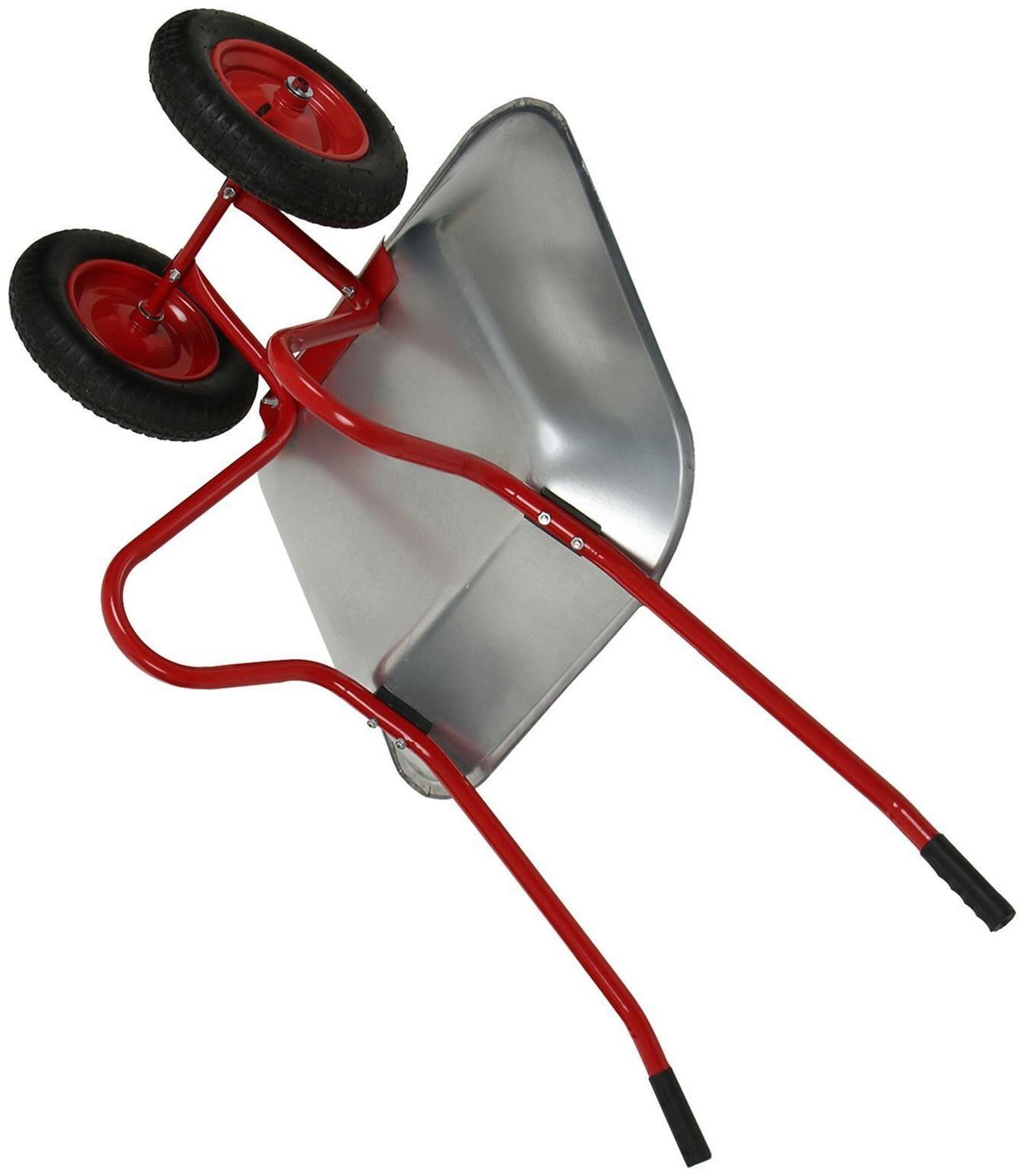 Тачка садовая, двухколёсная: груз/п 120 кг, объём 85 л, красные ручки