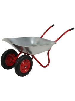 Тачка садовая, двухколёсная: груз/п 120 кг, объём 85 л, красные ручки