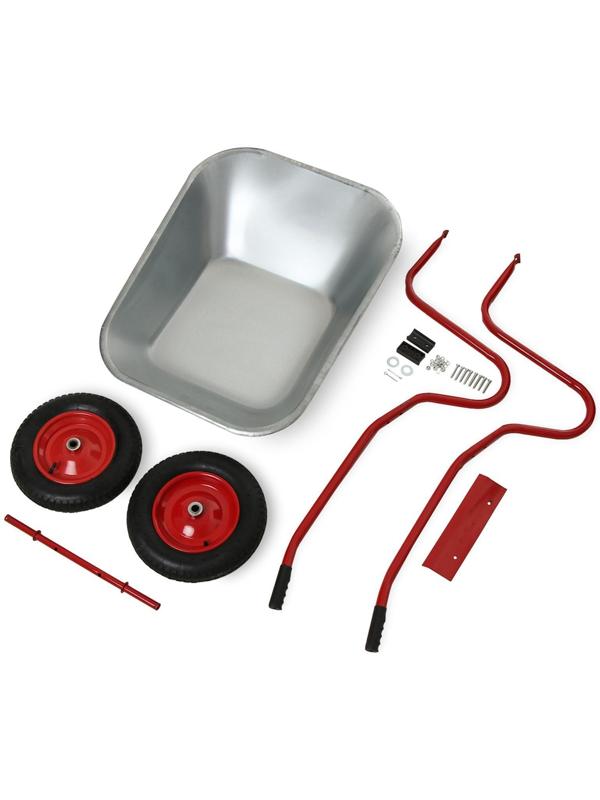 Тачка садовая, двухколёсная: груз/п 120 кг, объём 85 л, красные ручки