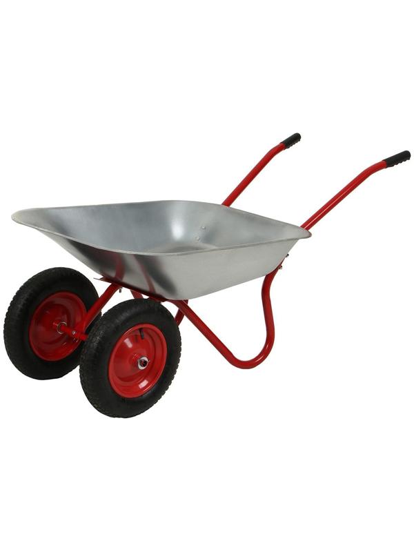 Тачка садовая, двухколёсная: груз/п 120 кг, объём 85 л, красные ручки