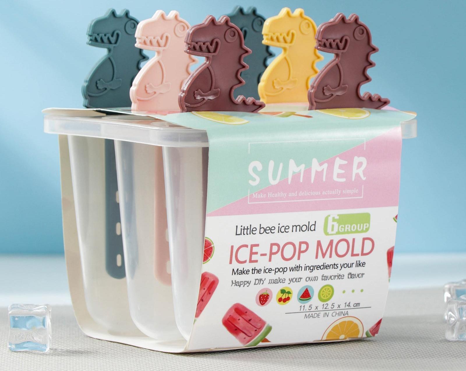 Форма для мороженого «Дино», 6 ячеек, 12×13 см, цвет МИКС