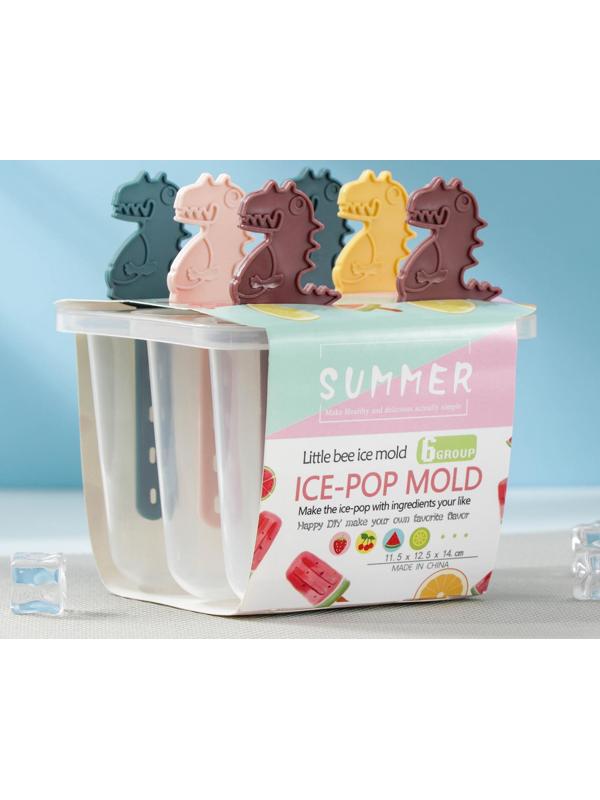 Форма для мороженого «Дино», 6 ячеек, 12×13 см, цвет МИКС