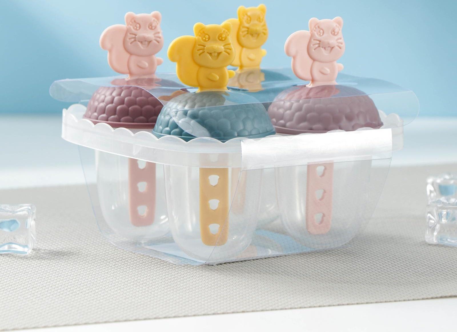 Форма для мороженого «Белки», 4 ячейки, 12×12×9 см, цвет МИКС