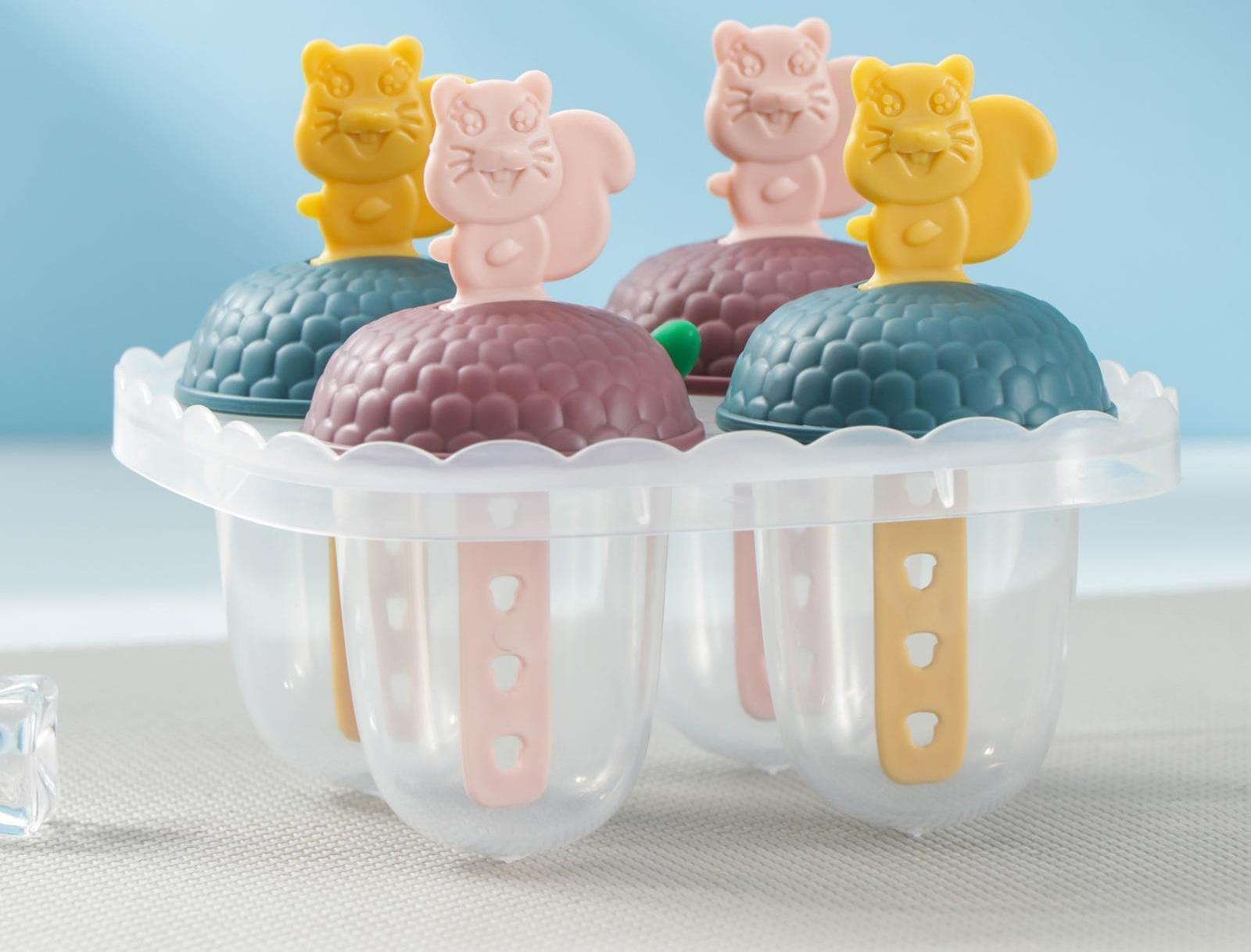 Форма для мороженого «Белки», 4 ячейки, 12×12×9 см, цвет МИКС