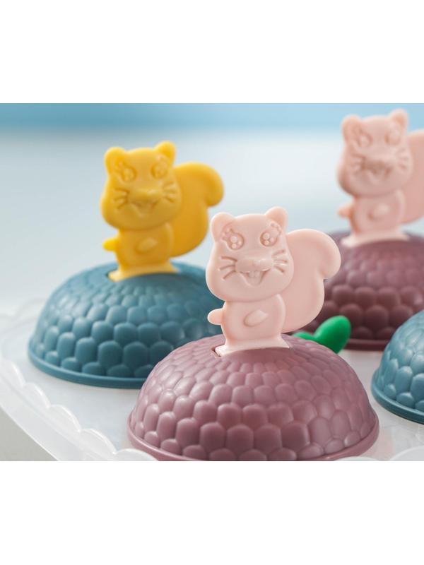 Форма для мороженого «Белки», 4 ячейки, 12×12×9 см, цвет МИКС