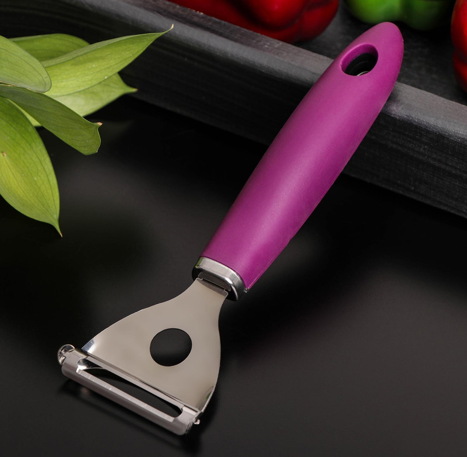 Овощечистка Доляна Blаde, 18 см, ручка sоft tоuch, цвет фиолетовый