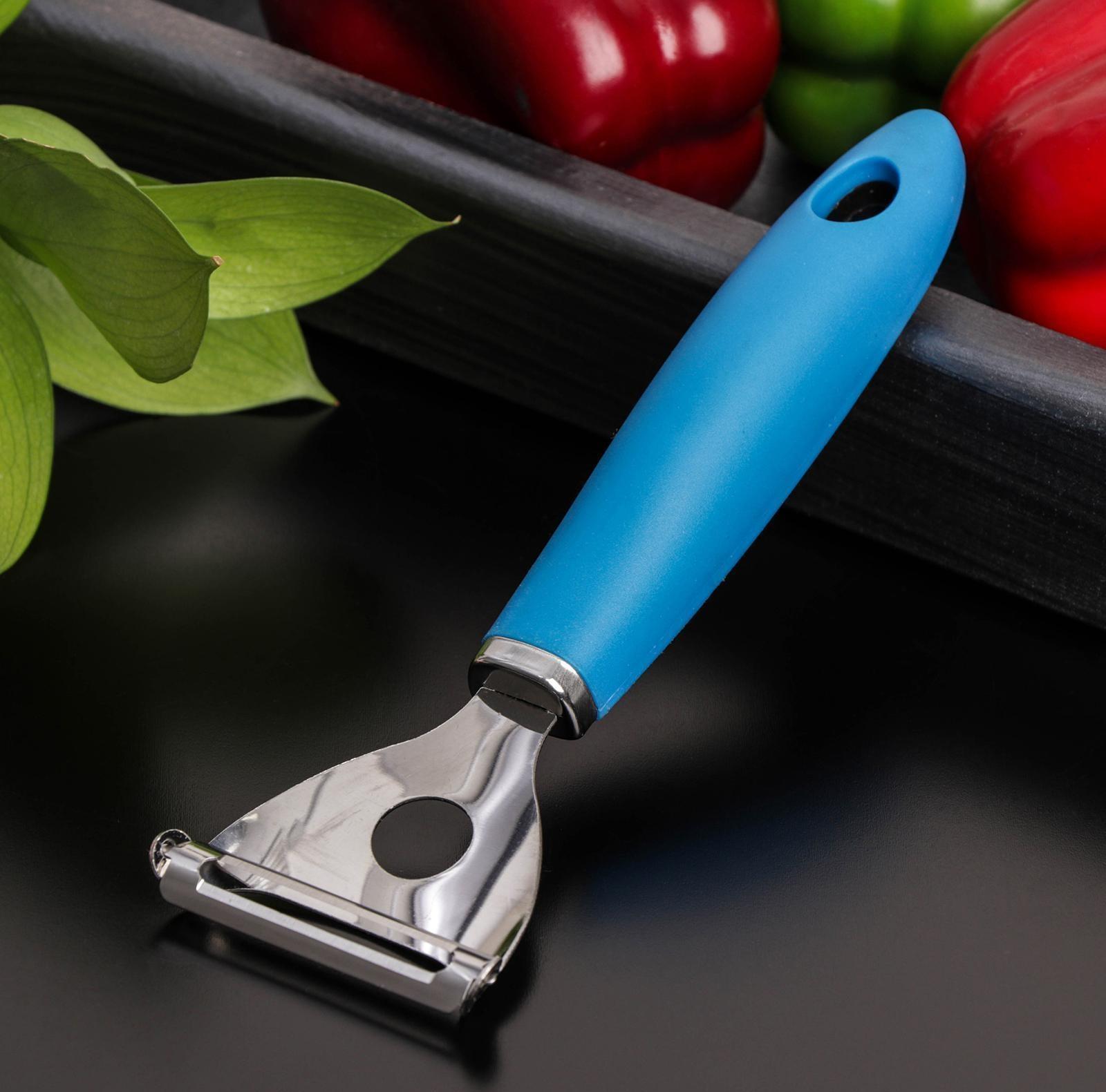 Овощечистка Доляна Blade, 18 см, ручка soft touch, цвет синий