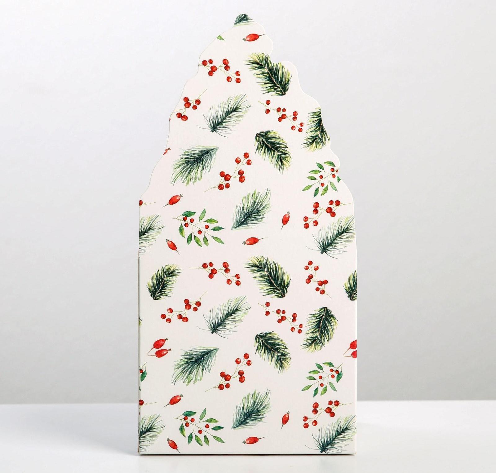 Коробка для мини-букетов «С новым годом», снегири, 12 х 17 х 10 см