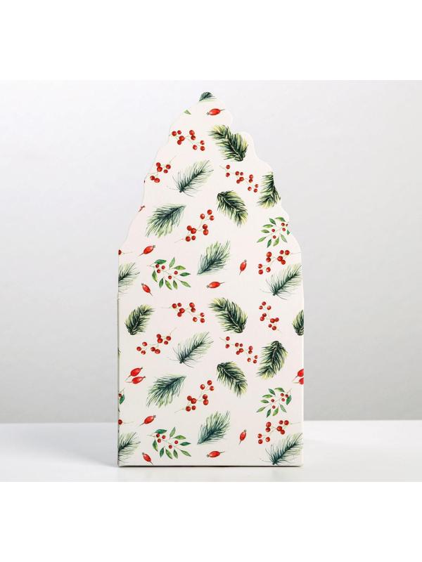 Коробка для мини-букетов «С новым годом», снегири, 12 х 17 х 10 см