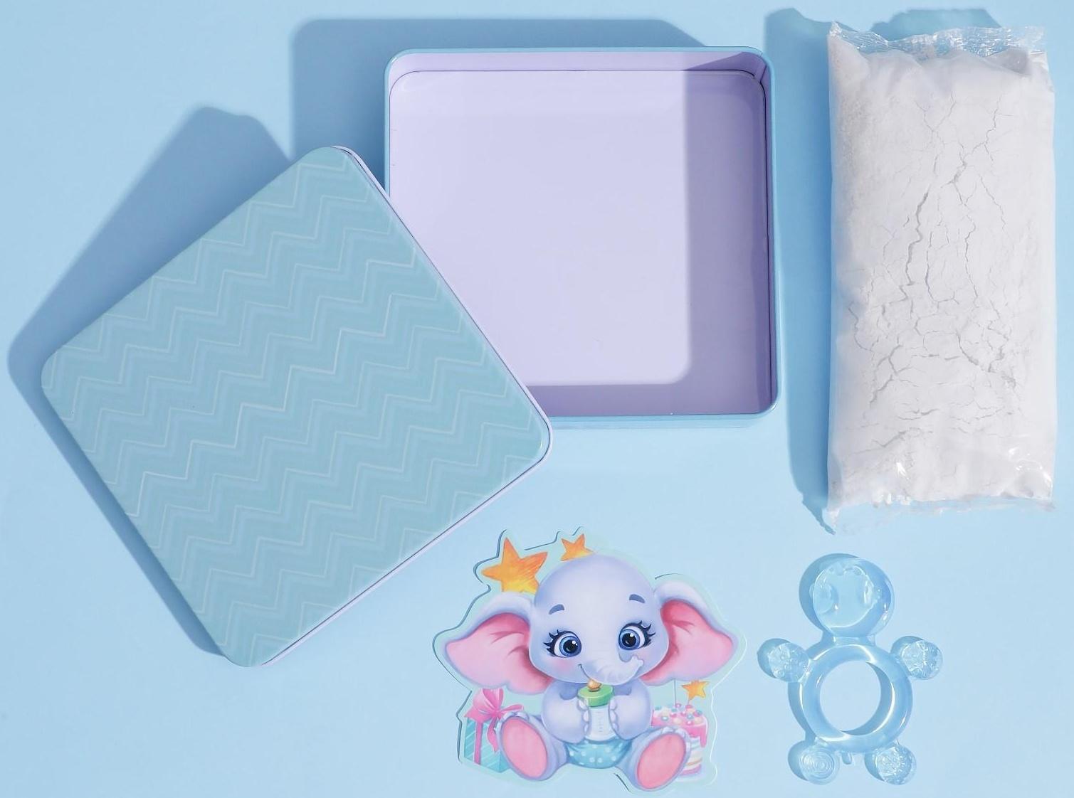 Набор для творчества «Сделай слепок ручки и ножки» из гипса с прорезывателем для мальчика