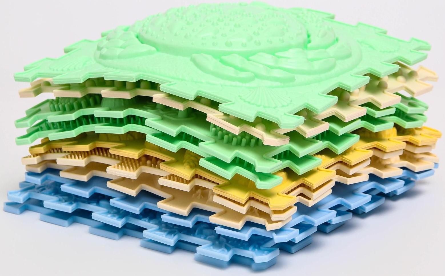 Модульный массажный коврик ОРТО ПАЗЛ «Ассорти», 10 модулей, цвет МИКС