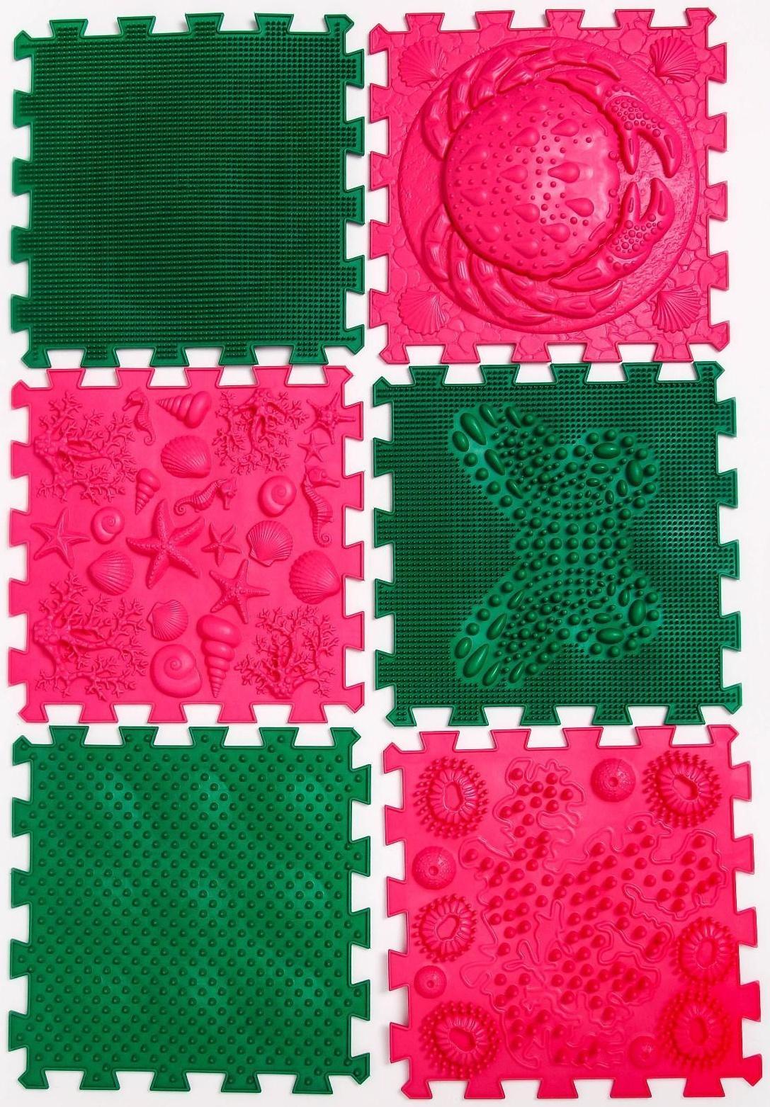 Модульный массажный коврик ОРТО ПАЗЛ «Ассорти», 12 модулей, цвет МИКС