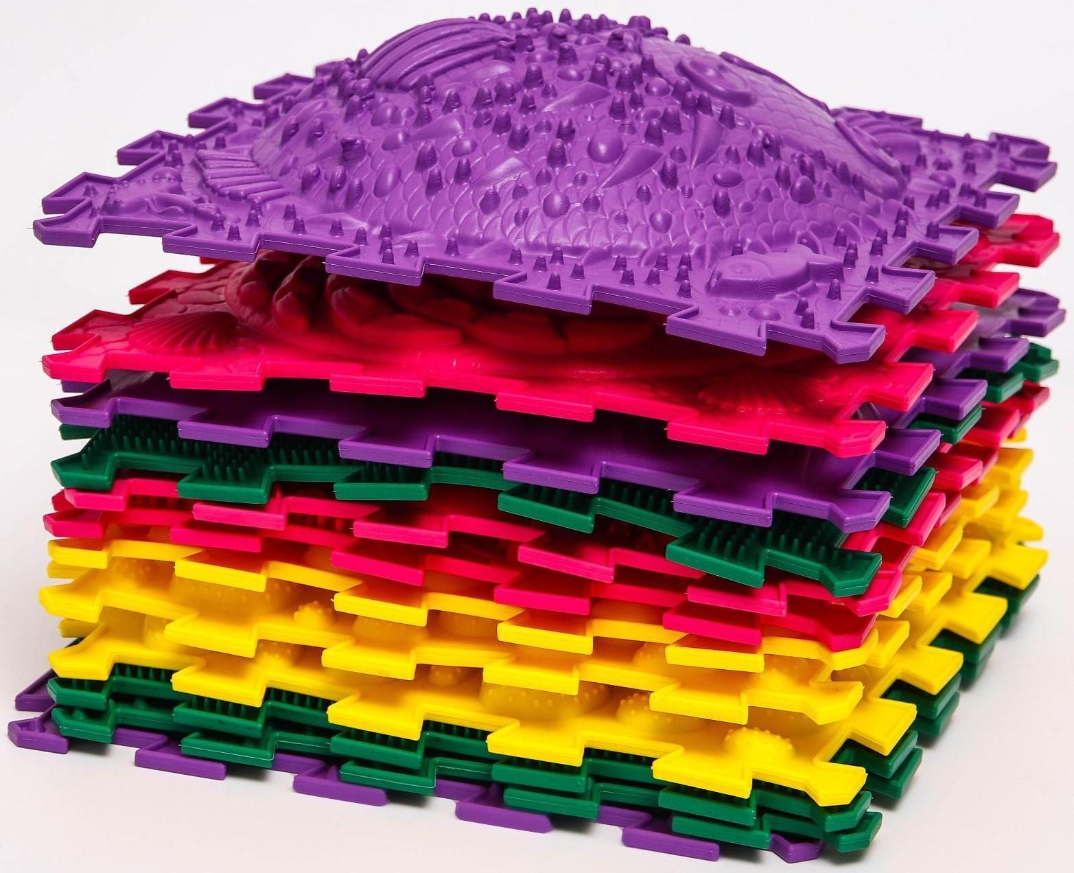 Модульный массажный коврик ОРТО ПАЗЛ «Ассорти», 12 модулей, цвет МИКС