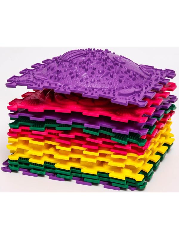 Модульный массажный коврик ОРТО ПАЗЛ «Ассорти», 12 модулей, цвет МИКС
