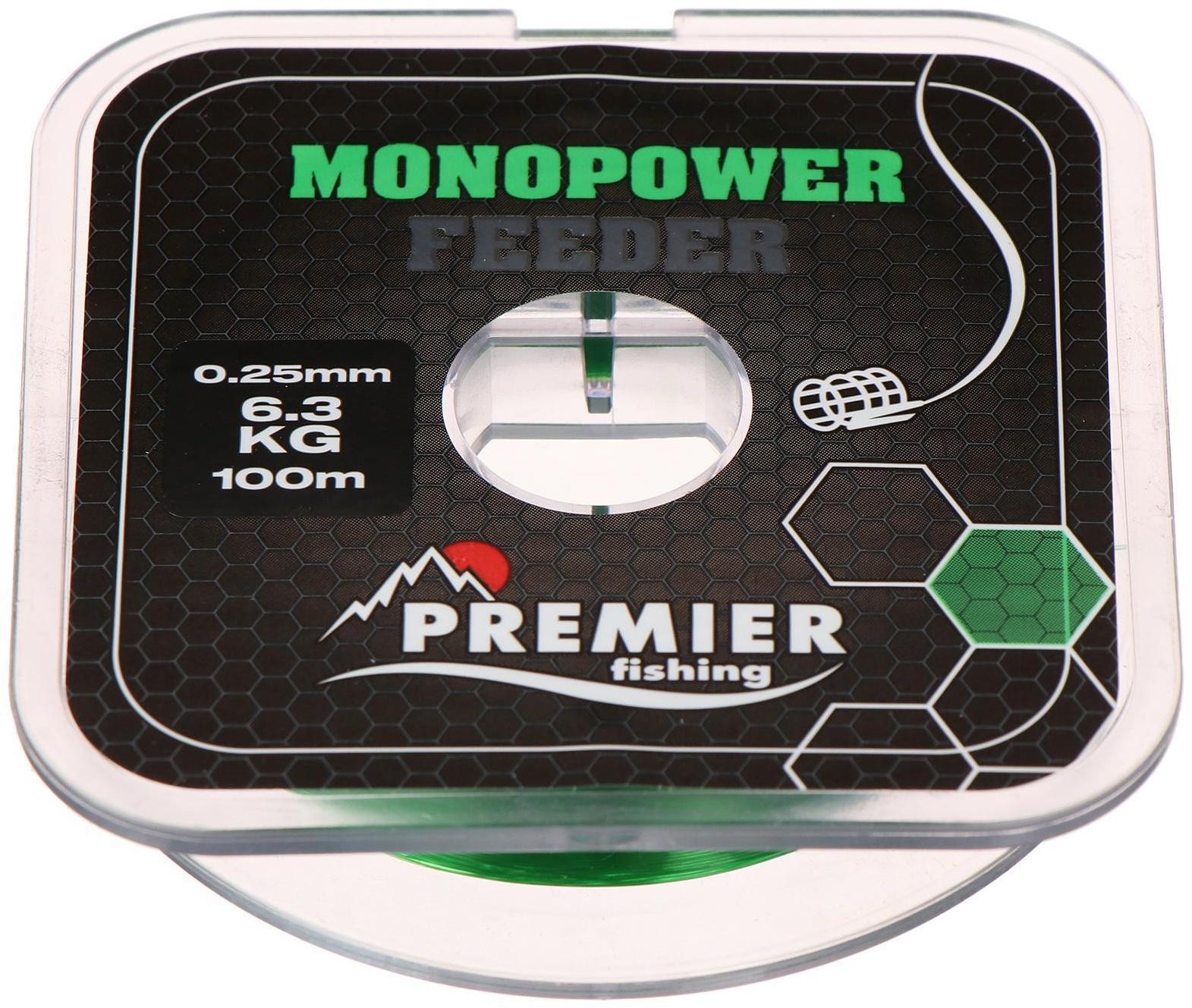 Леска Premier fishing MONOPOWER Feeder, green, 0,25 мм/100 м
