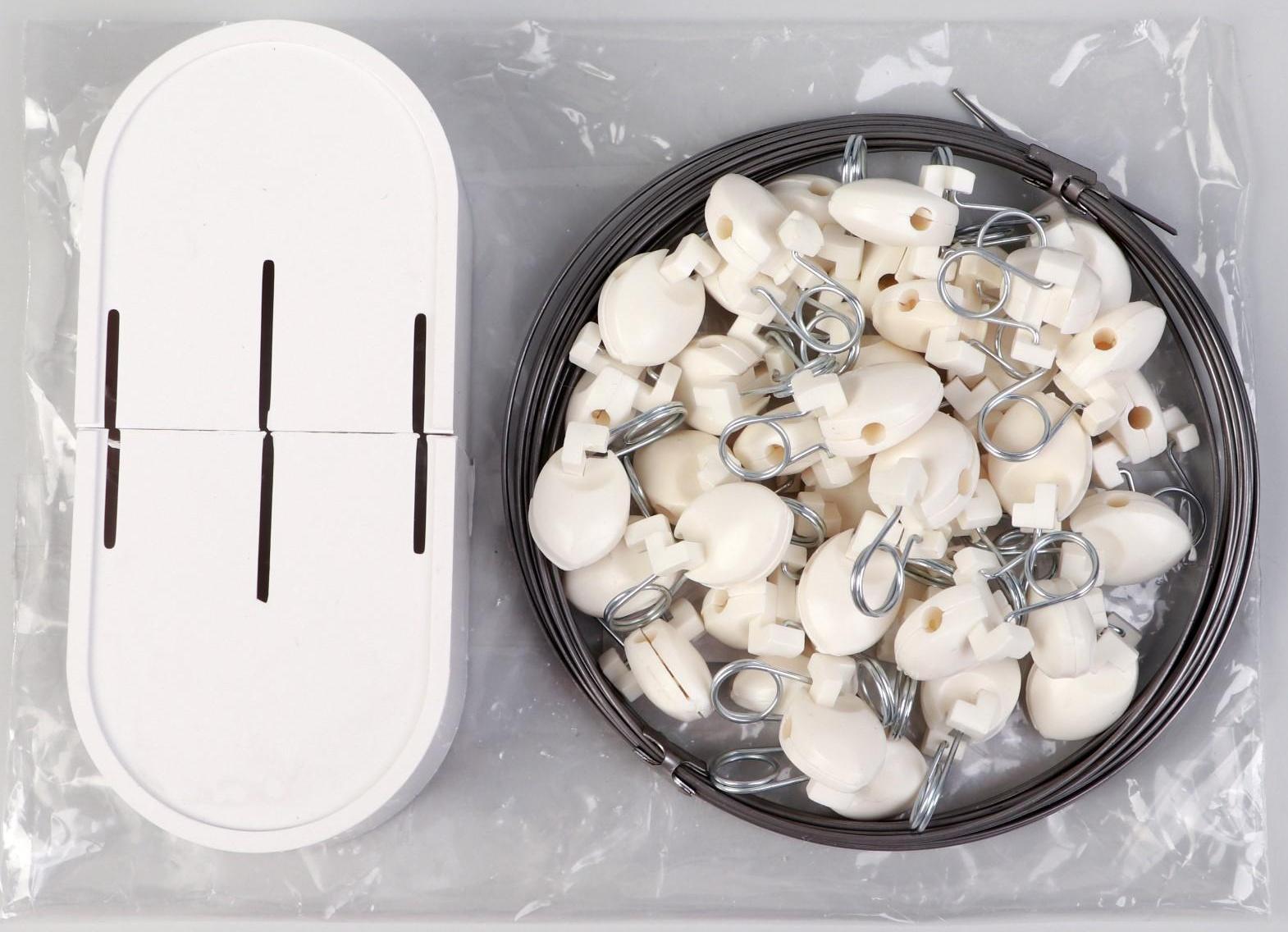 Карниз-струна 10 м, с пластмассовыми зажимами, 60 шт, цвет белый