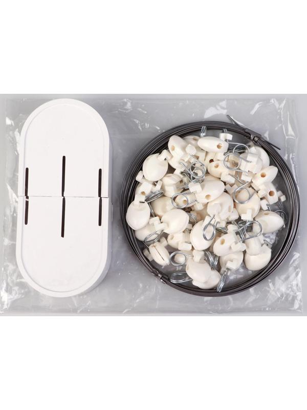 Карниз-струна 10 м, с пластмассовыми зажимами, 60 шт, цвет белый