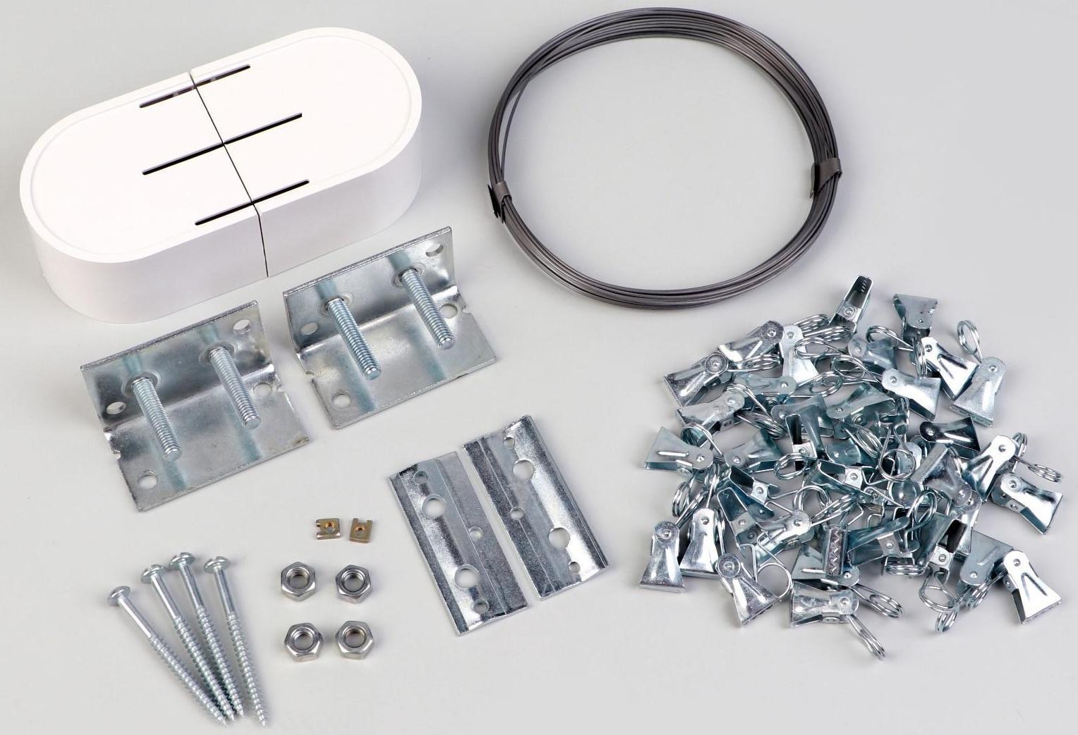 Карниз-струна 7 м, с металлическими зажимами, 40 шт, цвет белый