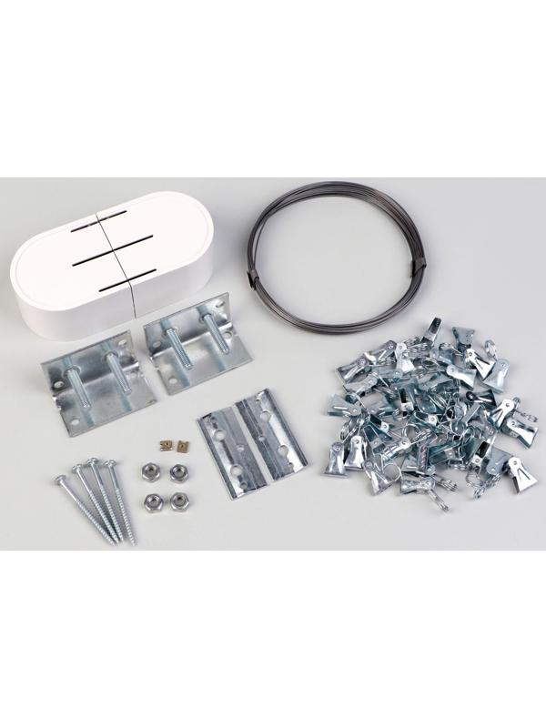 Карниз-струна 7 м, с металлическими зажимами, 40 шт, цвет белый