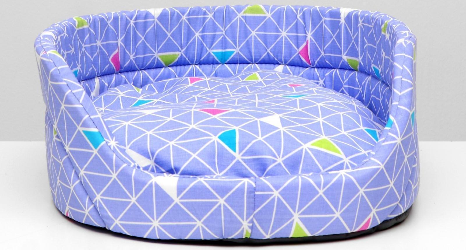 Лежак с бортиком, бязь, поролон,  55 х 40 х 14 см, микс цветов