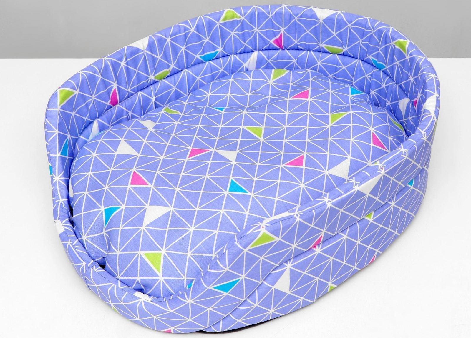 Лежак с бортиком, бязь, поролон,  55 х 40 х 14 см, микс цветов