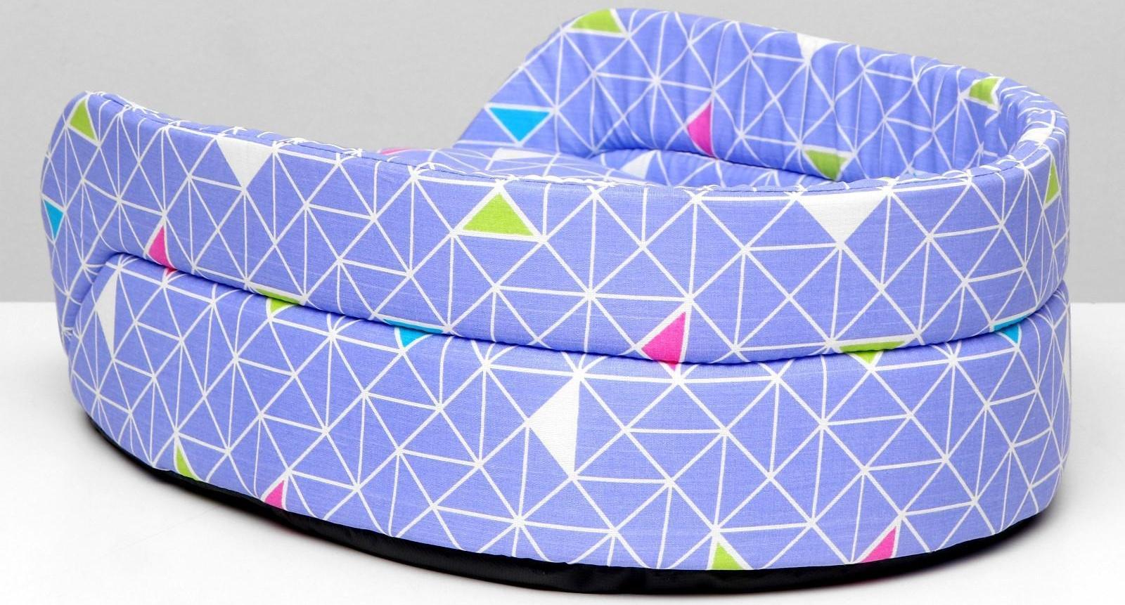 Лежак с бортиком, бязь, поролон,  55 х 40 х 14 см, микс цветов